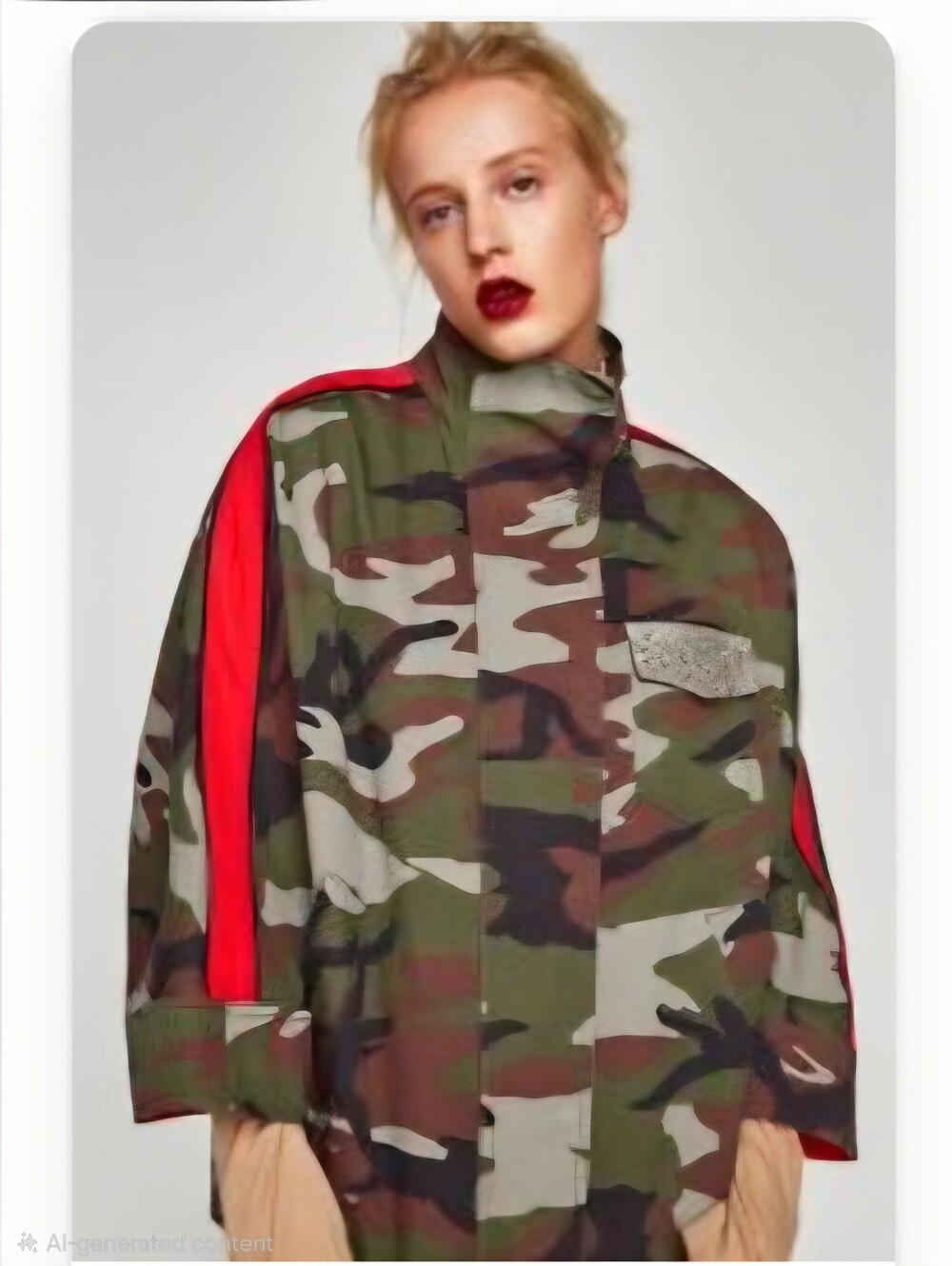 Zara TRF Camouflage Overshirt Jacket with Neon Red Stripes Size M